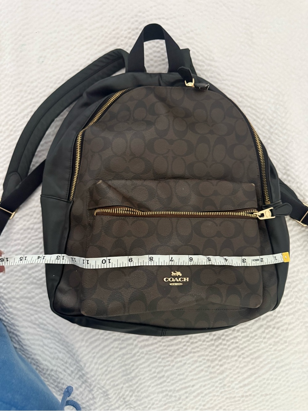 Coach Brown & Black Monogram Backpack with Gold Hardware - Picture 2 of 5